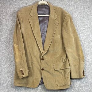 Vtg Lands End corduroy blazer sport coat 40 reg camel brown classic retro preppy